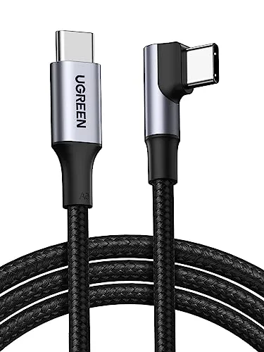 UGREEN USB C Kabel 100W Winkelstecker Ladekabel USB-C 2.0 PD 5A/20V Schnellladekabel 480Mbps USB C auf USB C Kabel für iPhone 17/Air/16/15 Serie, MacBook Pro/Air, iPad Pro, Galaxy S25, usw (0.5m)