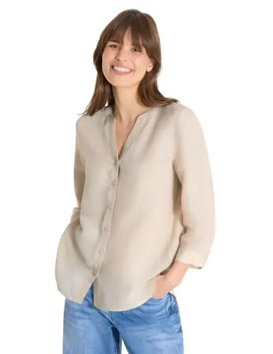 Cecil Damen Bluse mit Split Neck aus Leinenmix von CECIL