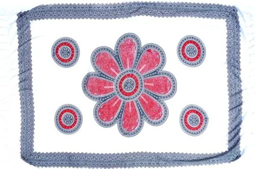 GURU SHOP Bali Sarong, Wandbehang, Wickelrock, Sarongkleid - Weiß/rot, Herren/Damen, Synthetisch