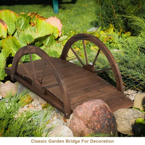 Gartenbrücke Holzbrücke Teichbrücke 101 x 48,5 x 38 cm - Zierbrücke aus robustem Holz, ideal für Teiche und Gärten, verleiht Ihrem Außenbereich einen charmanten Akzent.