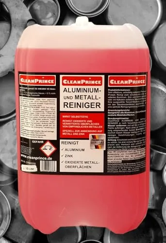 Aluminiumreiniger 10 Liter - Effektiver Metallreiniger - Spezialputzmittel für die selbsttätige Reinigung von Alu, Zink und Kupfer, ideal für oxidierte und verwitterte Metalloberflächen.