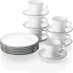 Thomas Kaffeeservice 18-tlg. CUCINA - Elegantes Porzellan-Set - Services - Hochwertiges 18-tlg. Kaffeeservice in schwarz/weiss, ideal für stilvolle Kaffeepausen und besondere Anlässe.
