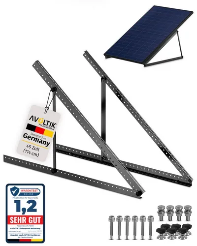 avoltik Solarmodul-Halterung Solarmodul Halterung für Flachdach Wand 0°-90° Alu Aufständerung, (Solarmodul Halterung für Flachdach Wand 0°-90° Alu Aufständerung, Solarmodul Halterung für Flachdach Wand 0°-90° Alu Aufständerung, Farbe silber oder schwarz (je nach Auswahl)