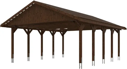 Doppelcarport SKAN HOLZ Wallgau - Robuster Holzcarport mit Satteldach - Kategorie: Gartenhäuser, Geräteschuppen & Carports. Hochwertiger Doppelcarport aus Holz mit Dachlattung und H-Pfostenanker für optimale Stabilität und Langlebigkeit.