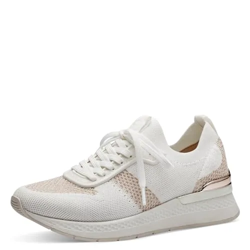 Tamaris Damen Sandaletten – Bequeme Sommerschuhe mit Wechselfußbett - Wanderschuhe mit herausnehmbarem Fußbett für optimalen Komfort. Ideal für Freizeit und entspannte Sommertage. Stylisches WHT/Rose Gold Design.