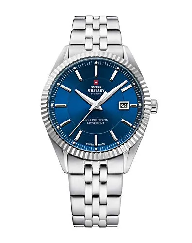 Swiss Military by Chrono Herren Uhr Armbanduhr Quarzwerk mit Edelstahl Metallarmband Analoge Herrenuhr Silber SM34065.03