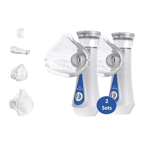 IEA Medical Inhalationsgerät Doppelpack, Inhalator, Vernebler, Inhaliergerät Kinder, Inhaliergeräte für Erwachsene, Inhalator Erwachsene, mobiles Inhalationsgerät