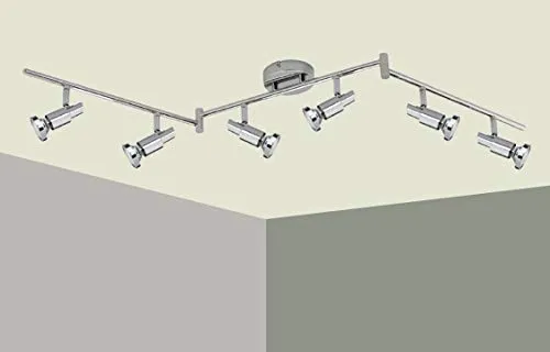 Trango 6-flammige LED Deckenleuchte *OSCAR* in Chrom-Optik - Die Trango Deckenleuchte *OSCAR* vereint modernes Design und Funktionalität. Mit 6 dimmbaren GU10 LED-Leuchtmitteln bietet sie eine flexible Lichtgestaltung für jeden Raum.