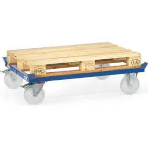 Fetra Paletten-Fahrgestell 22881, 1050 kg Tragkraft - Palettenfahrgestell für Europaletten und Gitterboxen, mit robuster Pulverbeschichtung und langlebigen Polyamid-Rollen. Ideal für hohe Traglasten bis 1050 kg.