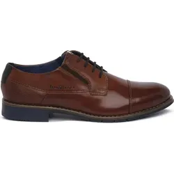 bugatti Schnürschuh mit Blockabsatz in braun, Größe 41 EU - Eleganter Abendschuh mit Logoprägung. Hochwertiges Leder und komfortable Passform, ideal für festliche Anlässe und das Business-Outfit.