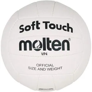 Molten Volleyball VP4, Weiß, 4 - Hochwertiger Volleyball aus weichem Synthetik-Leder, handgenäht für optimale Spieleigenschaften und ideal für Training und Wettkampf.