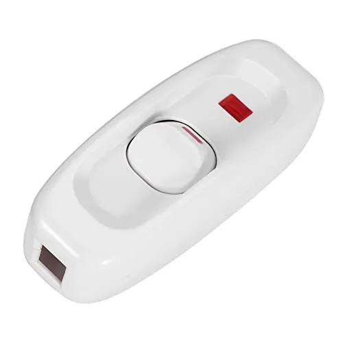 Lampenschalter Zwischenschalter Schnurschalter Durchgangsschalter Wippschalter Wechselstrom 250 V 10 A Ein-/Aus Tischlampe Kabel Schalter mit LED-Kontrollleuchte einpolig weiß