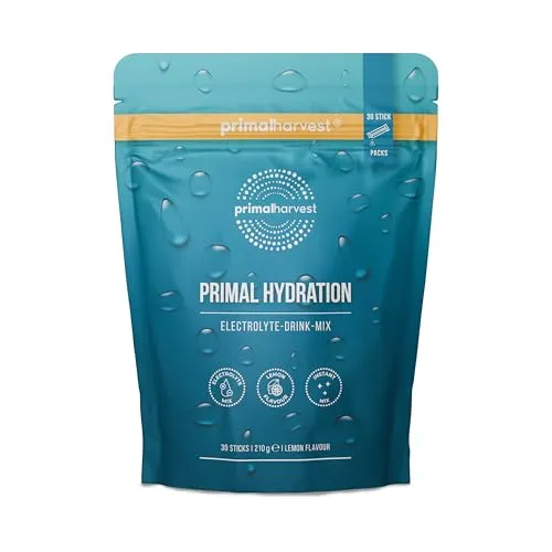 Primal Hydration von Primal Harvest - Elektrolytisches isotonisches Getränk für Sportler - Sportnahrung Elektrolyt-Ersatz-Getränke, angereichert mit essentiellen Elektrolyten, Magnesium und Vitamin C, ideal für optimale Hydration unterwegs.