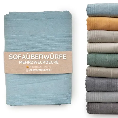 Jarapa Home Tagesdecke Baumwolle Wohndecke – Sofadecke Sofaüberwurf Bettüberwurf Überwurfdecke für Sofa & Bett – Mehrzweckdecke Couch Überwurf Plaid – Dünne gesteppte Decke