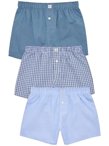 NEXT Jungen Gewebte Boxershorts, 3er-Pack Blau 134-140