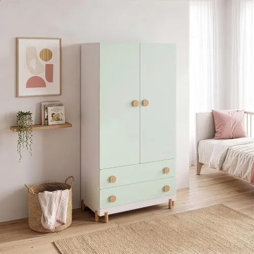 [en.casa] Kinderkleiderschrank Vaarentaa 156x80x41 cm Mintgrün