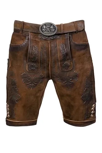 Edelnice Trachtenlederhose - Hochwertige Trachtenhose aus feinstem Wildbockleder, mit einzigartiger Stickerei und anpassbaren Lederbändchen für perfekten Tragekomfort.