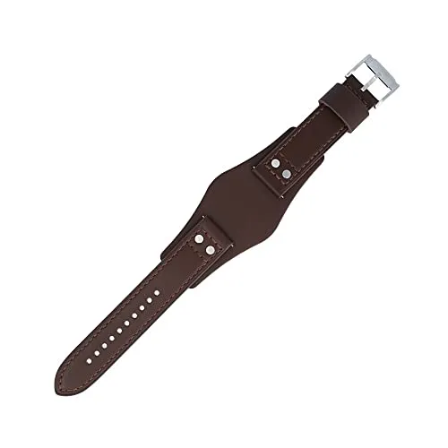Fossil Uhrenarmband 22mm Leder Braun Silber von Fossil