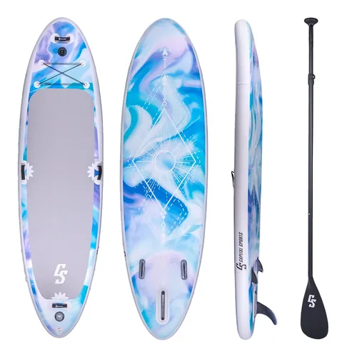 Mokulau Yoga Board Stand Up Paddleboard Set 336 x 91 x 15 cm - Yoga SUP-Board in Weiß für bis zu 150 kg, ideal für entspannende Wasserübungen und Fitness im Freien.