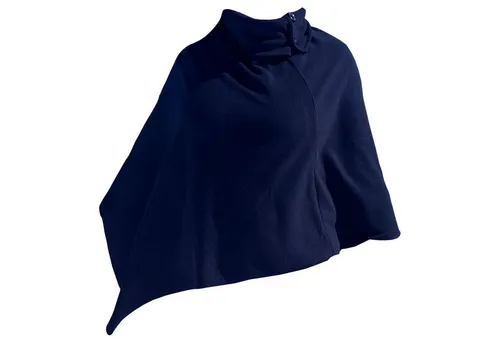 BURI Poncho Damen Poncho Schal Cashmere Feeling Fleece Cape Cardigan Stola Blau