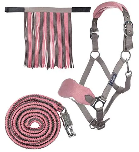 HKM 10734 Halfterset, Halfter Fliegenfransen Strick 180cm Panikhaken, Pony VB WB