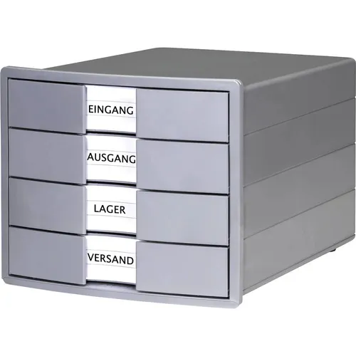HAN IMPULS KARMA 10128-18 Schubladenbox Schwarz - Ablagesysteme mit 4 geräumigen Schubladen für DIN A4/C4, aus 80-100% Recyclingmaterial, Made in Germany und ideal für eine umweltbewusste Organisation.