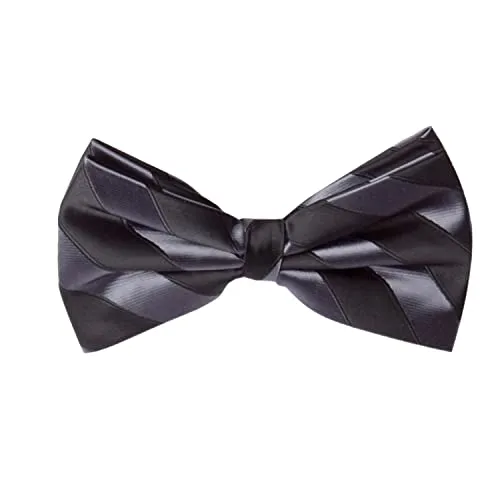 Fabio Farini - Gestreifte Fliege Herren vorgebunden & verstellbar, Querbinder für feierliche Anlässe, klassische Schleife Dunkelgrau Schwarz