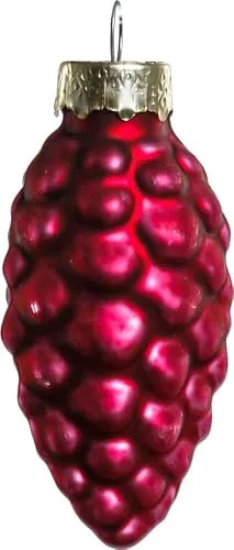 TrendLine Glas-Tannenzapfen rot 12 Stück 6 cm Weihnachtsdeko Kugeln Baum Lichter