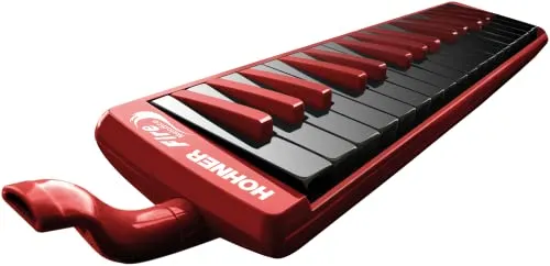 Hohner Fire Melodica 32 Key - Fire Red, 32 Tasten mit Anblasschlauch und ergonomischem Mundstück für komfortables Spielen