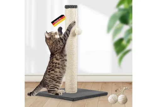 Rohrschneider Kratzbaum L mit Spielkugel und Cordüberzug - Stabiler Kratzbaum für Katzen in 2 Größen, mit Spielkugel für aktives Spielen. Der trendige Cordüberzug sorgt für angenehme Haptik und fügt sich harmonisch in dein Zuhause ein.