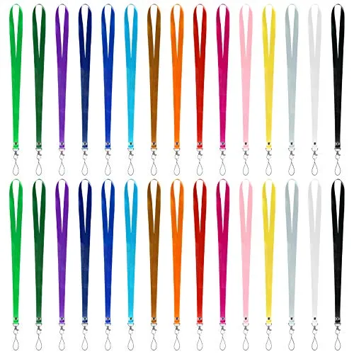 Fumanduo 30 Stück Bunte Schlüsselbänder Lang Lanyard Nylon Schlüsselband mit Karabinerhaken Mehrfarbige Umhängebänder mit Clip Abzeichen Lanyards für Ausweise Kinder EC Kartenhüllen