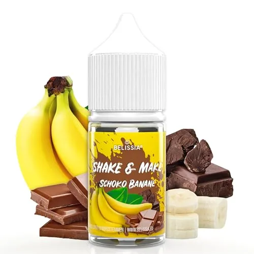 Belissia Shake and Make Schoko Banane - 30ml hochdosiertes Lebensmittelaroma - zum Nachfüllen - Für Backen, Speisen, Getränke, Shakes, DIY & Raumduft - Vegan & ohne Zusatzstoffe