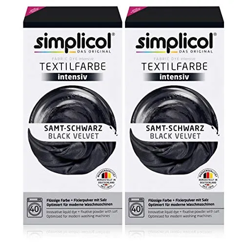 Simplicol 1838 (2x 1818) Textilfarbe intensiv (18 Farben), Samt Schwarz 1818 2er Pack: Einfaches Färben in der Waschmaschine, All-in-1 Komplettpackung