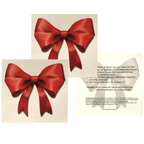 Schleifen Tattoo in rot - Junggesellinnenabschied - Ribbon red - Temporary Body Tattoo (2) 2 x
