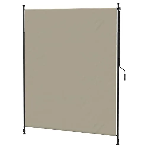 Outsunny Senkrechtmarkise 200L x 215-305H cm - sand - Außenanbau für effektiven Sonnenschutz, aus robustem Aluminium, manuell verstellbar bis 270 cm, ideal für entspannte Stunden im Freien.