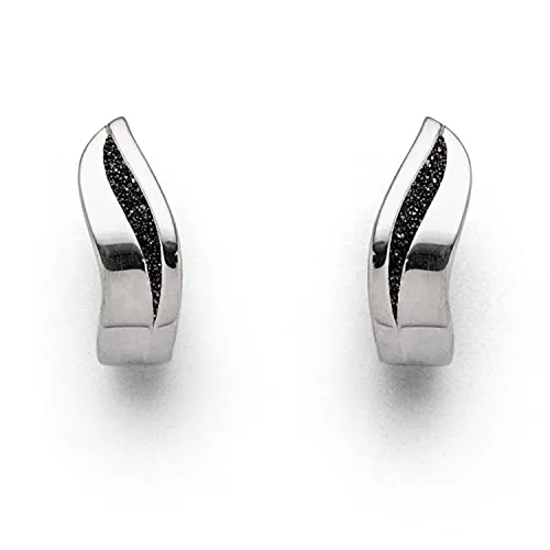 DUR Creolen Silberschweif aus 925 Sterling Silber - Ohrringe für Damen, veredelt mit echtem Lavasand für einen maritimen Look und einzigartigen Glanz. Perfekt für stilvolle Akzente!