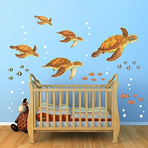 DECOWALL DWL-2011 Meeresschildkröten Wandtattoo Wandsticker Wandaufkleber Wanddeko für Wohnzimmer Schlafzimmer Kinderzimmer