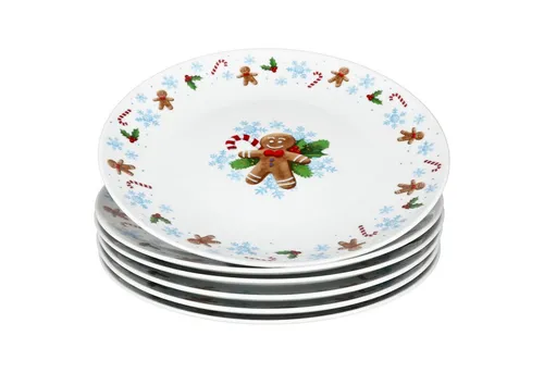MamboCat 6er Set Candyman Speiseteller - Festliche große Porzellan-Speiseteller für 6 Personen, ideal für Weihnachten und Advent. Robust, langlebig und spülmaschinengeeignet – perfekt für festliche Anlässe und vielseitig einsetzbar.