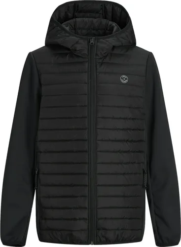 Jack & Jones Quilted Jacke Kinder - Schwarz - 128 - Funktionsjacke für Jungen, winddicht und wattiert mit Kapuze, ideal für Übergangszeiten. Hält warm und bequem dank Kunstdaunenfutter und elastischen Bündchen.