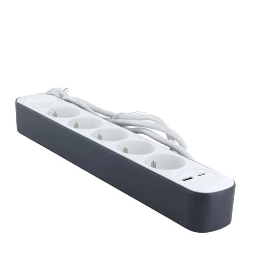 CHACON 5-fach Steckdosenleiste mit USB-Anschlüssen
