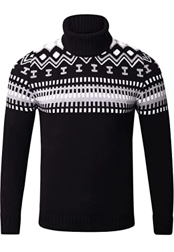 Reslad Rollkragenpullover Herren - Grobstrick Norweger Pullover in Schwarz - Pullover für Herren mit perfekter Passform und hohem Tragekomfort, ideal für die kalte Jahreszeit. Hochwertiger Grobstrick und vielseitig kombinierbar.