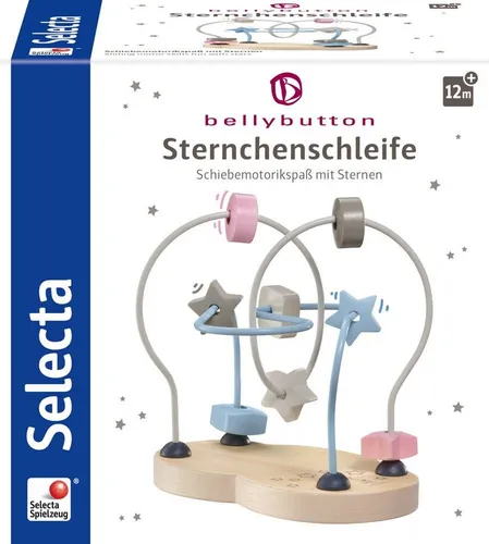 Selecta bellybutton Sternchenschleife - Motorik Holz Spielzeug - Motorikschleife aus Holz, fördert spielerisch die Hand-Augen-Koordination und ist ideal für kleine Entdecker.