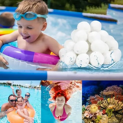 JAADU Filterbälle Pool 800g, Filterballs Kann 28kg Filtersand Ersetzen, für Sandfilteranlage Schwimmbad, Filterpumpe, Poolreinigung Zubehör
