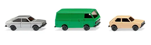 Wiking Modelleisenbahn-Straße Wiking 091504 N PKW Modell - Volkswagen Golf, Passat und LT Kastenwagen, detailgetreues Sammlermodell für Erwachsene, ab 15 Jahren geeignet
