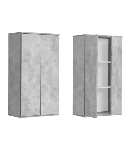 mokebo Mehrzweckschrank Der Schlanke - Mehrzweckschrank in Grau, Betonoptik mit 2 variabel einsetzbaren Einlegeböden, ideal für Aktenschrank oder Schuhschrank – umweltschonend und nachhaltig produziert.