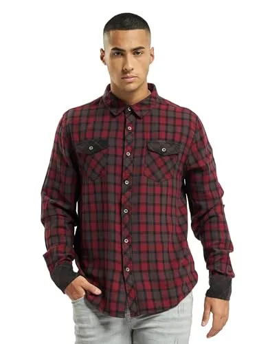Brandit Duncan Check Shirt Long Sleeve - Rot-Braun, Größe: 7XL - Herrenhemden mit hochwertiger Verarbeitung, großen Brusttaschen und durchgehender Knopfleiste für einen lässigen Look.