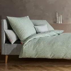 Fleuresse Edelflanell Bettwäsche Lech Boston 160x210 cm + 65x100 cm | grün - Kuschelige Edelflanell Bettwäsche aus 100% Baumwolle in elegantem Mint mit feinem Paisley-Muster. Ideal für warme Nächte und ein gemütliches Schlafgefühl – perfekt für die kalte Jahreszeit.