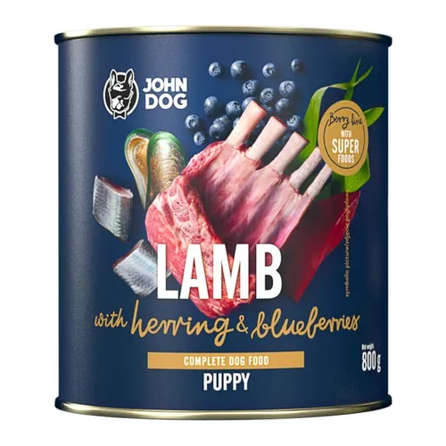 John Dog Berry Junior Lamm Hering Mit Heidelbeeren 800g Nassfutter Für Welpen