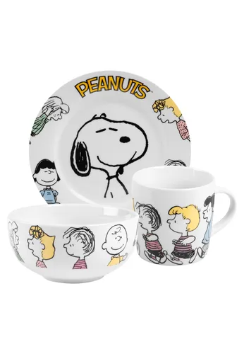 Snoopy + Charly Brown Lucy Frühstücks-Set - Kaffeetassen & -becher mit lustigem Peanuts Design, perfekt für ein fröhliches Frühstück mit Familie und Freunden.