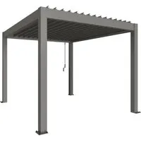 Biohort Pergola 3 x 3,5 - Quarzgrau-Metallic - Pavillon mit verstellbaren Lamellen für individuellen Sonnenschutz und Langlebigkeit. Hochwertiger feuerverzinkter Stahl, ideal für entspannte Stunden im Garten.